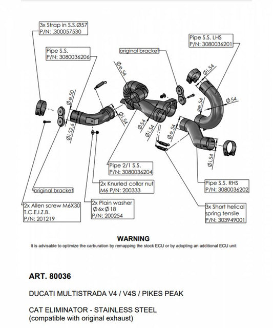 Raccordo elimina catalizzatore Leovince per DUCATI MULTISTRADA 1100 V4 2021 > 2023