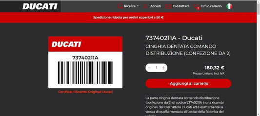 Coppia cinghie originali ducati codice 73740211A cc 1000/1100