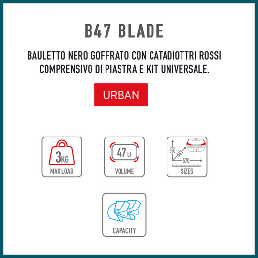 Bauletto GIVI MONOLOCK® 47 litri nero con catadiottri rossi e piastra di montaggio